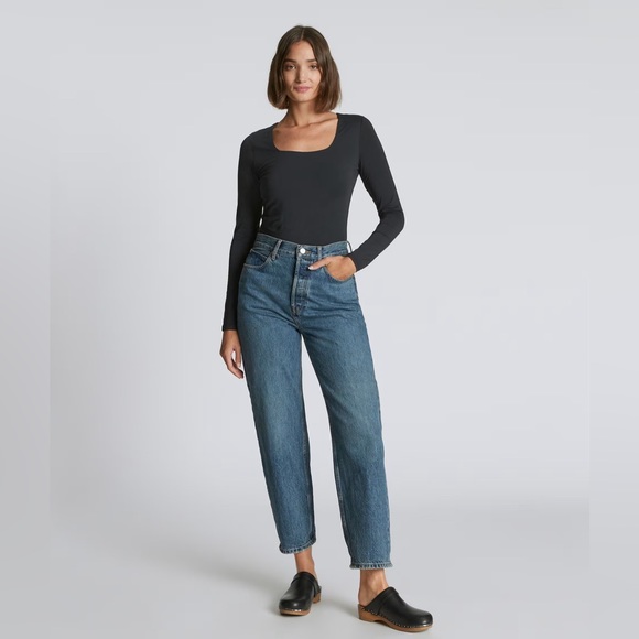Everlane The Long-Sleeve Supima Square-Neck Bodysuit - Picture 3 of 4